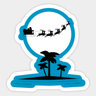 Santa Flying Over a Tropical Island Sticker